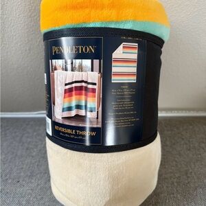 Pendleton Striped Reversible Throw in Orange, Yellow, and Blue